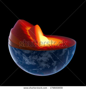Earth core structure illustrated with geological layers according to ...
