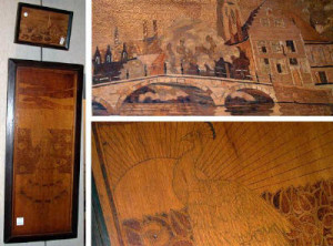 Art Nouveau Inlaid Wood Panel