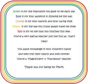 Teacher Appreciation Poems Gift for her teacher.