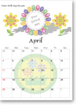 Printable Easter calendar 2015 or April 2015 calendar with your photo: