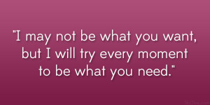 ... be what you want, but I will try every moment to be what you need
