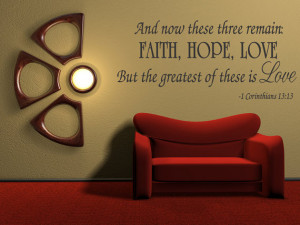FAITH HOPE LOVE Wall Quote Decal Corinthians Religion Lettering Home ...
