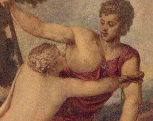 Venus and Adonis by Titian 1913 Antique Lithograph On Canvas Paper Art ...
