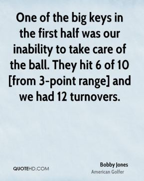 Bobby Jones - One of the big keys in the first half was our inability ...