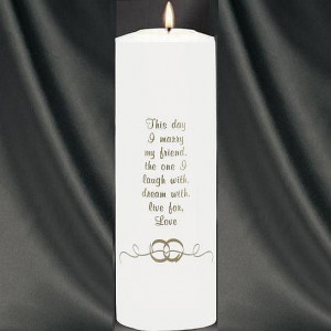 WDSC- Wedding Rings Theme Wedding Unity Candle With Verse (White)
