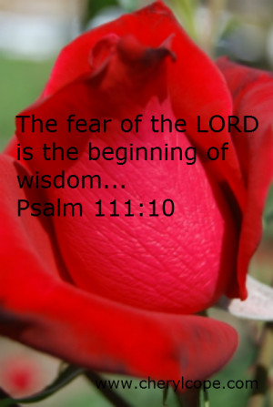 The fear of the LORD is the beginning of wisdom…Psalms 111:10