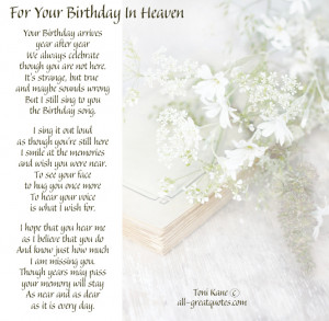 Free Birthday Cards – For Your Birthday In Heaven