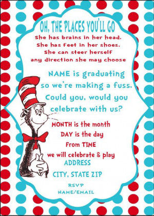 Dr Seuss Graduation Invitation DIY Party by SweetEscapery on Etsy, $10 ...