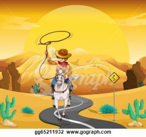 Cowboy Riding Horse The Desert