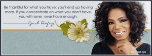 Be Thankful-Oprah Quote Facebook Cover