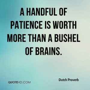 handful of patience is worth more than a bushel of brains.