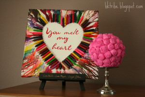 Melted Crayon Heart Art