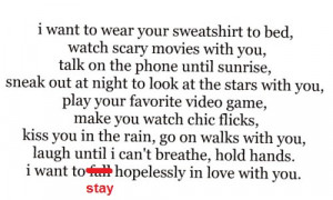 ... Sweatshirt to bed,watch Scary Movie With You ~ Being In Love Quote