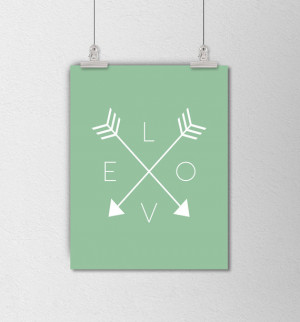 Love Arrow Poster. Mint Green and White. Love Quote. Typography Poster ...