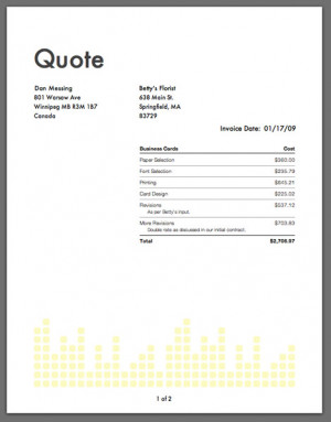 Quote Sheet Template