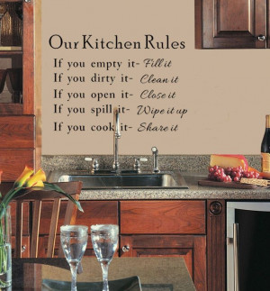 Our Kitchen Rules Cook Clean Quote Vinyl Art Wall Sticker Decal Mural ...