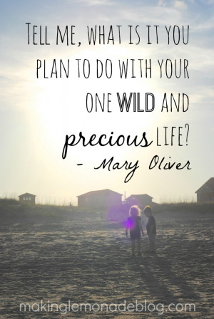 ... ? How do you plan to live this one wild and precious life this year