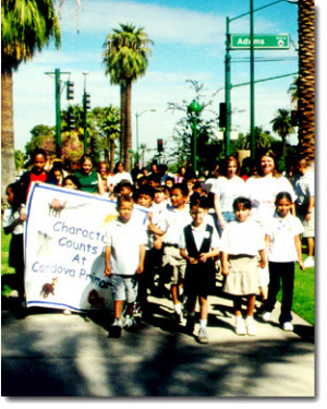 ... student announcers read a Character Education Quotes for Elementary