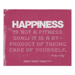 Pink Denim Fitness Quote for Happiness Print