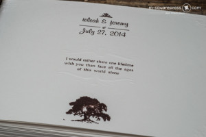 We also printed an oak tree underneath the quote to match the front ...