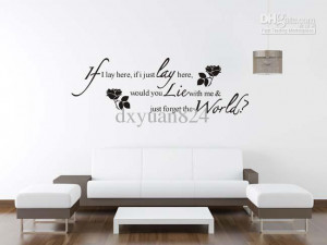 ... Flower Wall sticker with Black Romantic Quotes Vinyl Home Decoration