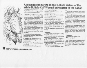 message from Pine Ridge: Lakota sisters of the White Bufalo Calf Woman ...