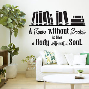... Without-Books-Quote-Library-Wall-Sticker-Decal-Vinyl-Wall-Art-Transfer