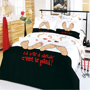 ... on Couple Bare Feet Black Bedding White Red Black Bedroom Designs