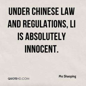 Mo Shaoping - Under Chinese law and regulations, Li is absolutely ...