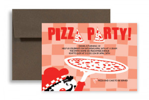 Kids Pizza Party Microsoft Word Birthday Invitation 7x5 in. Horizontal