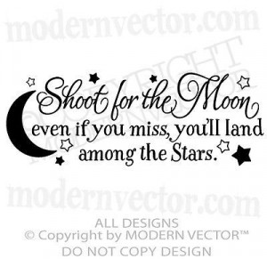 SHOOT FOR THE MOON Quote Vinyl Wall Decal Boy Girl Nursery Bedroom ...