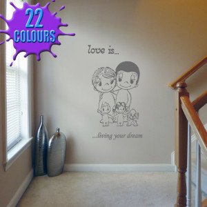 Dark Grey Love Is Quote 7 decal on a landing wall