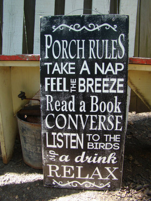 Porch Rules Distressed Wood Sign Annie's Barn