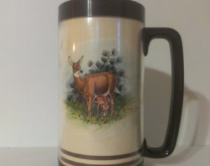 vintage deer mug, mans mug, gifts for him, hunting hunters gift, white ...