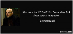 Who owns the NY Post? 20th Century Fox. Talk about vertical ...