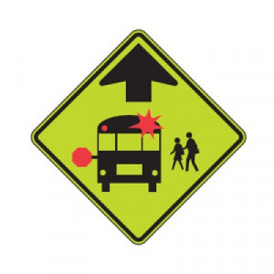 S3-1 School Bus Stop Ahead Symbol
