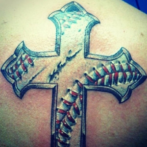 Very cool baseball cross tattoo