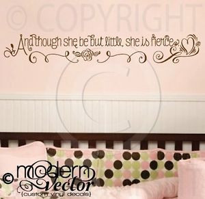 -THOUGH-SHE-BE-BUT-LITTLE-Vinyl-Wall-Decal-Sticker-Shakespeare-Quote ...