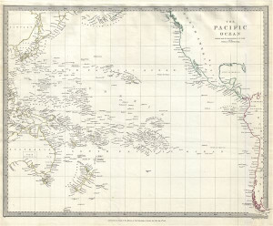 1840 S D U K Map of the Pacific Ocean including Polynesia Melanesia