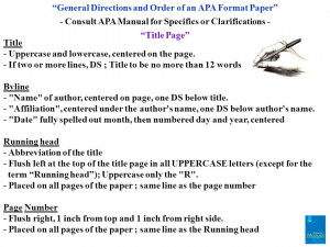 General Directions and Order of an APA Format Paper - Consult APA ...