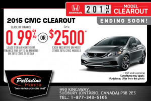Palladino Honda in Sudbury, Ontario | 2015 Civic clearout | Promotions
