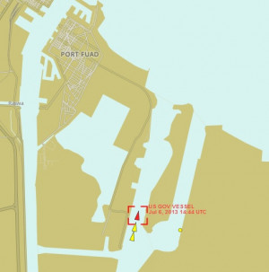 Destroyer Anchored in Suez Canal Foyer