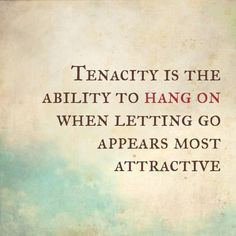 Tenacity is the ability to hang on when letting go appears most ...