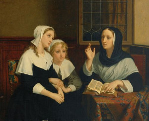 Reading the Bible (c.1859). Hugues Merle (French, 1823-1881). Oil on ...