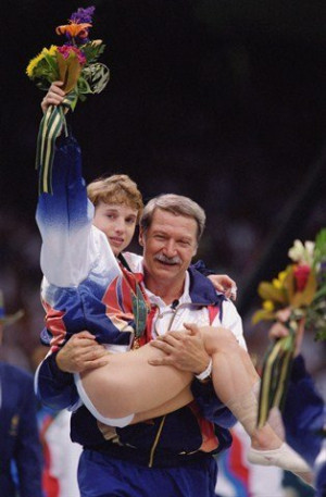 Kerri Strug & Bela Karolyi at 1996 Summer Olympics. Photo: Doug ...