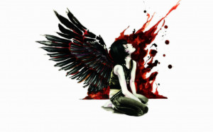 dark horror gothic women girl macabre blood angel fallen mood style ...