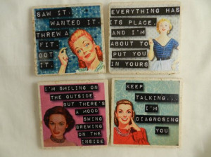 Stone Drink Coasters Womens Funny Quotes Entertaining Barware