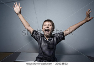 Flailing Hands Boy flailing his arms - stock