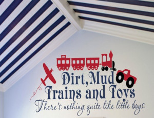 Airplane & Train Wall Decal - Playroom Bedroom Baby Nursery Vinyl Wall ...
