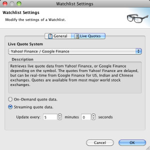 Under “Live Quotes”, select either the Streaming quote data option ...
